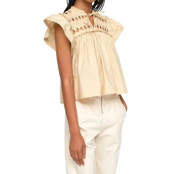 SEA Tops - NEW SEA phoebe cotton short sleeve top in butter